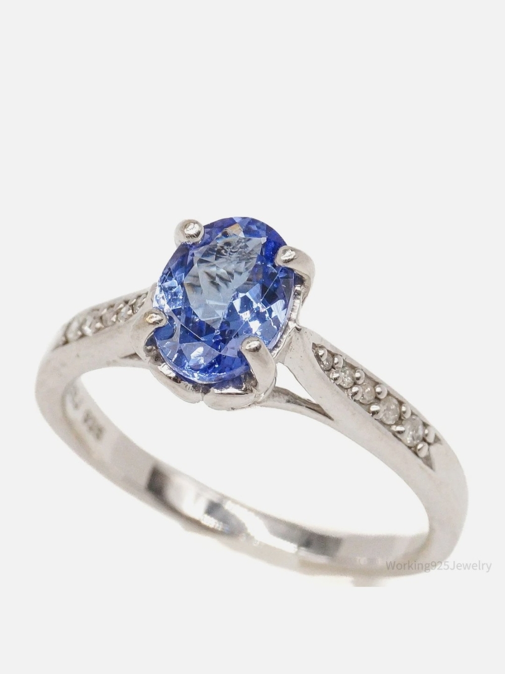 Blue  Gemstone SAPHIRE  Ring with DIAMONDS.  BBJ. 925 #9.5